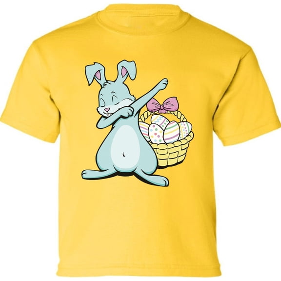 Easter Shirt - Dabbing Easter Bunny Graphic Tee for Kids Boys Girls XS S M L XL