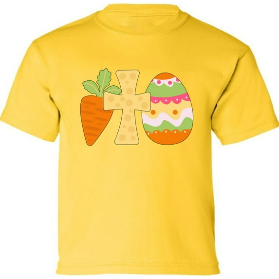 Easter Shirt - Easter Carrot Cross Eggs Graphic Tee for Kids Boys Girls XS S M L XL