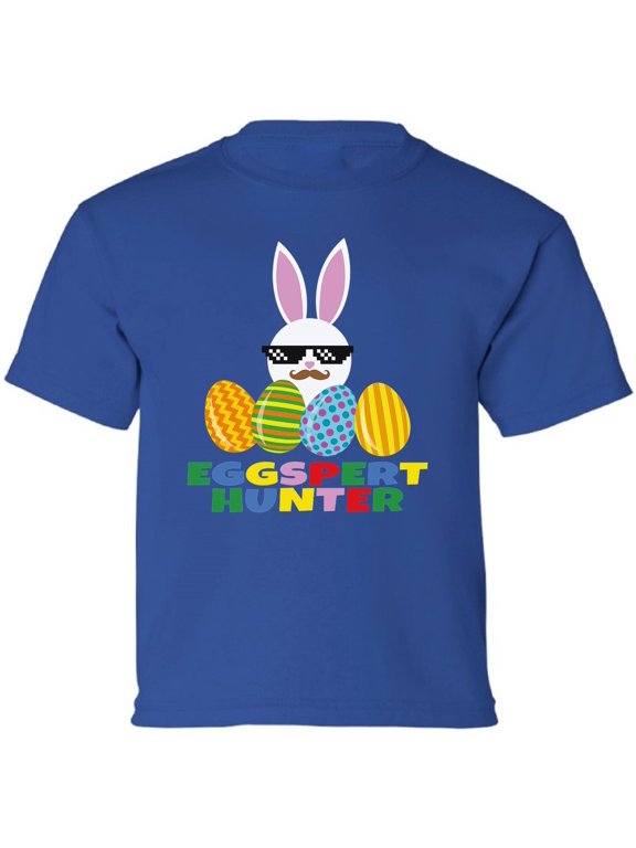 Easter Shirt - Eggspert Hunter Bunny Graphic Tee for Kids Boys Girls XS S M L XL