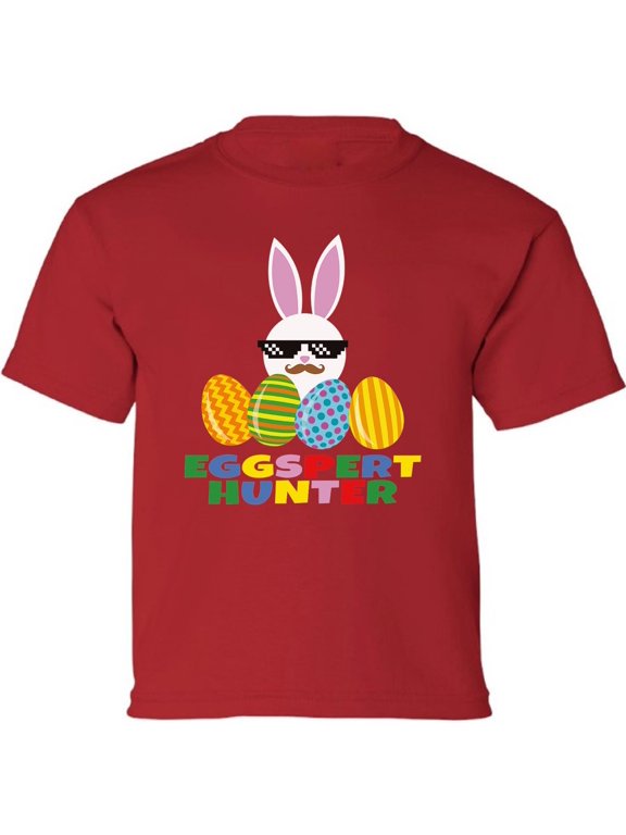 Easter Shirt - Eggspert Hunter Bunny Graphic Tee for Kids Boys Girls XS S M L XL