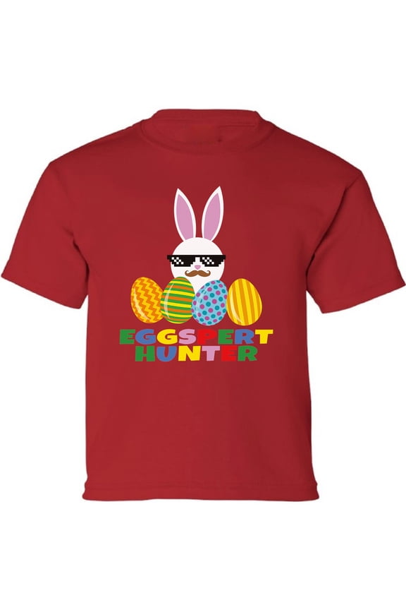 Easter Shirt - Eggspert Hunter Bunny Graphic Tee for Kids Boys Girls XS S M L XL