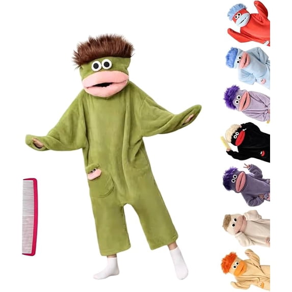 Ugly Frog Onesie with Comb, Big Mouth Monster Onesie Pajamas, Unisex Adult Funny Silly Plush Frog Costume Sleepwear, Oversized Halloween Party Outfit Fleece Hooded Cozy Jumpsuit for Relaxation