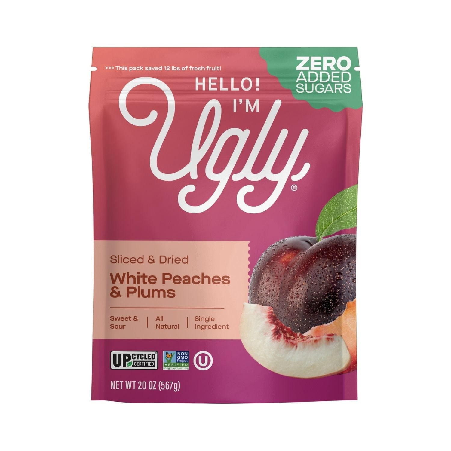 Ugly Fruit Dried White Peaches & Plums, 20 Ounce
