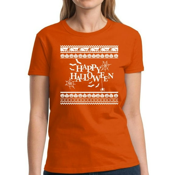 Halloween Shirt - Party Happy Scary Halloween Graphic Tee for Women