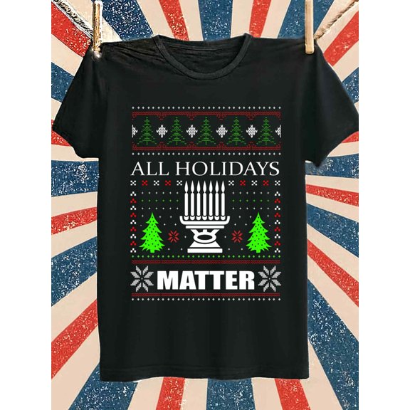 Ugly Hanukkah Tee plain t-shirts men elegantly limited edition top black Everyday wear, suitable for the office, dates, and going out Lightweight, perfect for casual wear, ideal for outdoor activiti