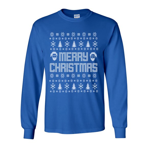 Ugly Holiday Shirt MERRY CHRISTMAS Adult Long Sleeve T-shirt