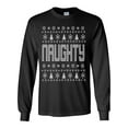 thumbnail image 1 of Ugly Holiday Shirt NAUGHTY Adult Long Sleeve T-shirt, 1 of 2