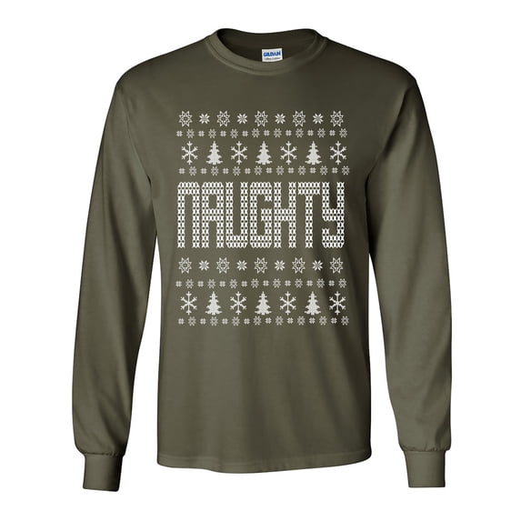 Ugly Holiday Shirt NAUGHTY Adult Long Sleeve T-shirt