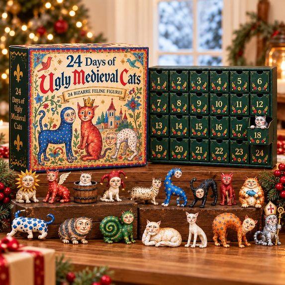 Ugly Medieval Cats Advent Calendar, 24 Days Of Ugly Medieval Cats, 3D ...
