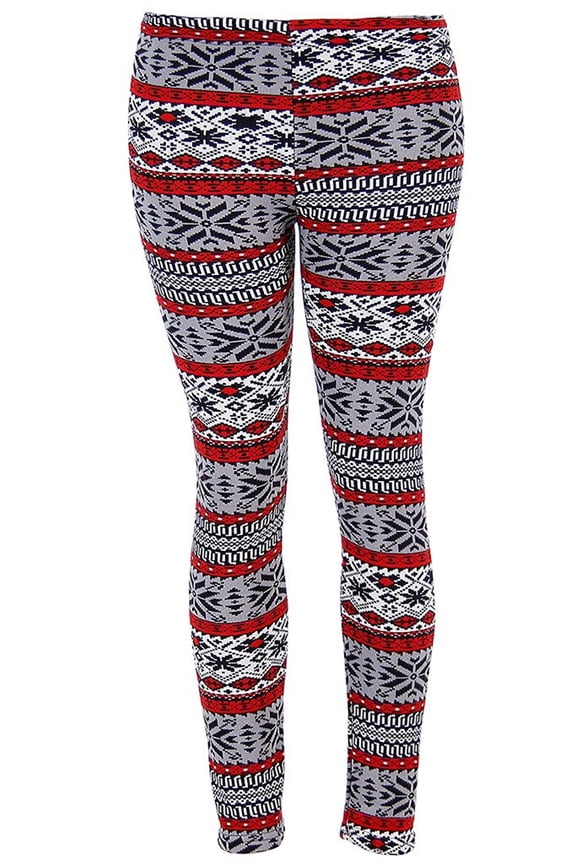 Ugly Snowflakes Pattern Red and Gray Christmas Leggings