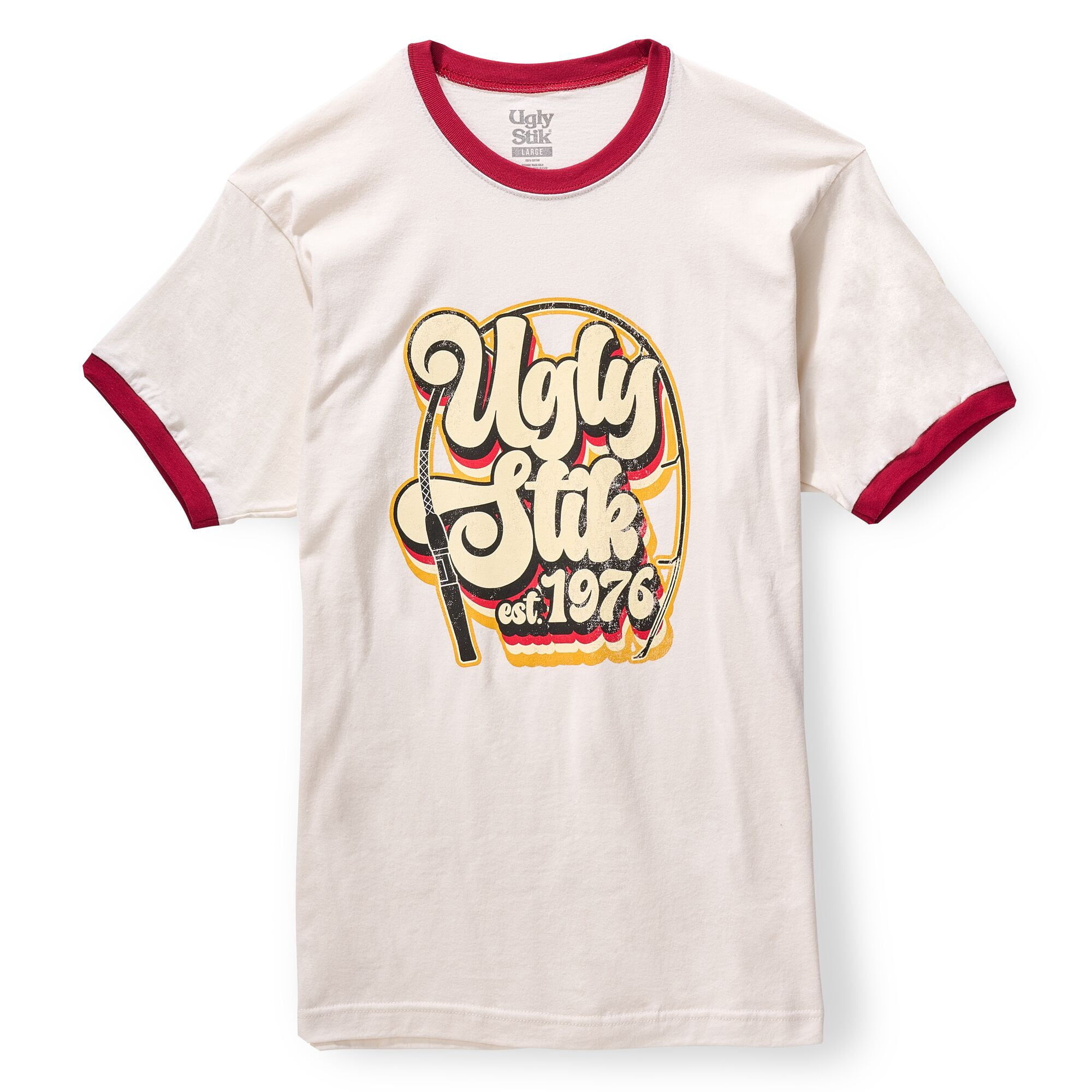 Ugly Stik 70's Ringer T-Shirt, Size M (White)