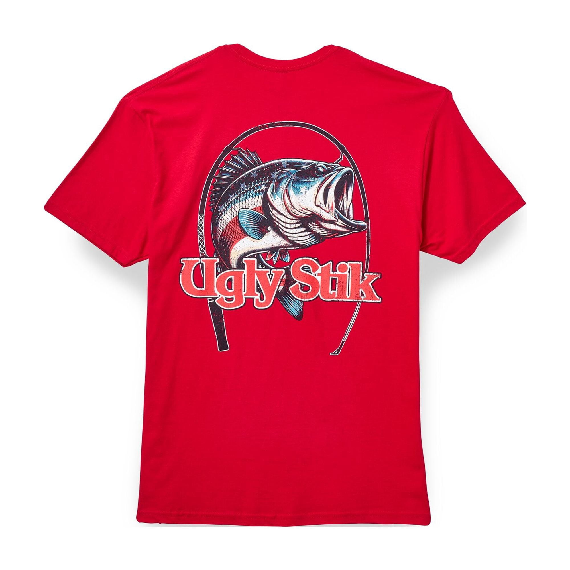 Ugly Stik Bass Flag Americana T-Shirt, Size M (Red)