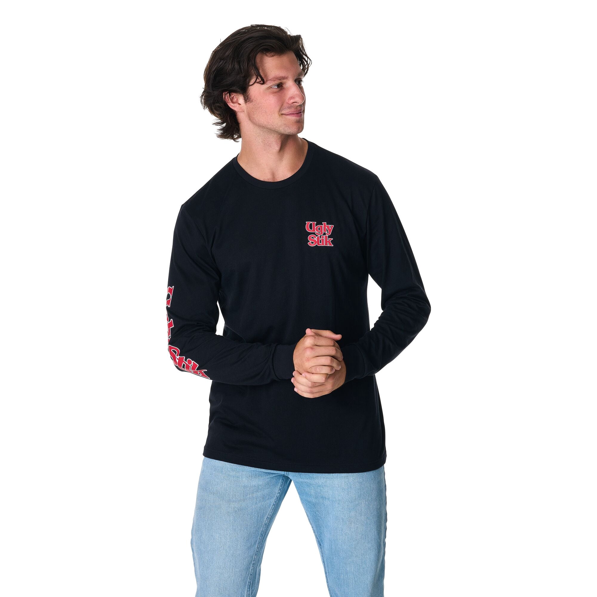 Ugly Stik Long Sleeve Performance Crew Sun Shirt, Black, Size XL