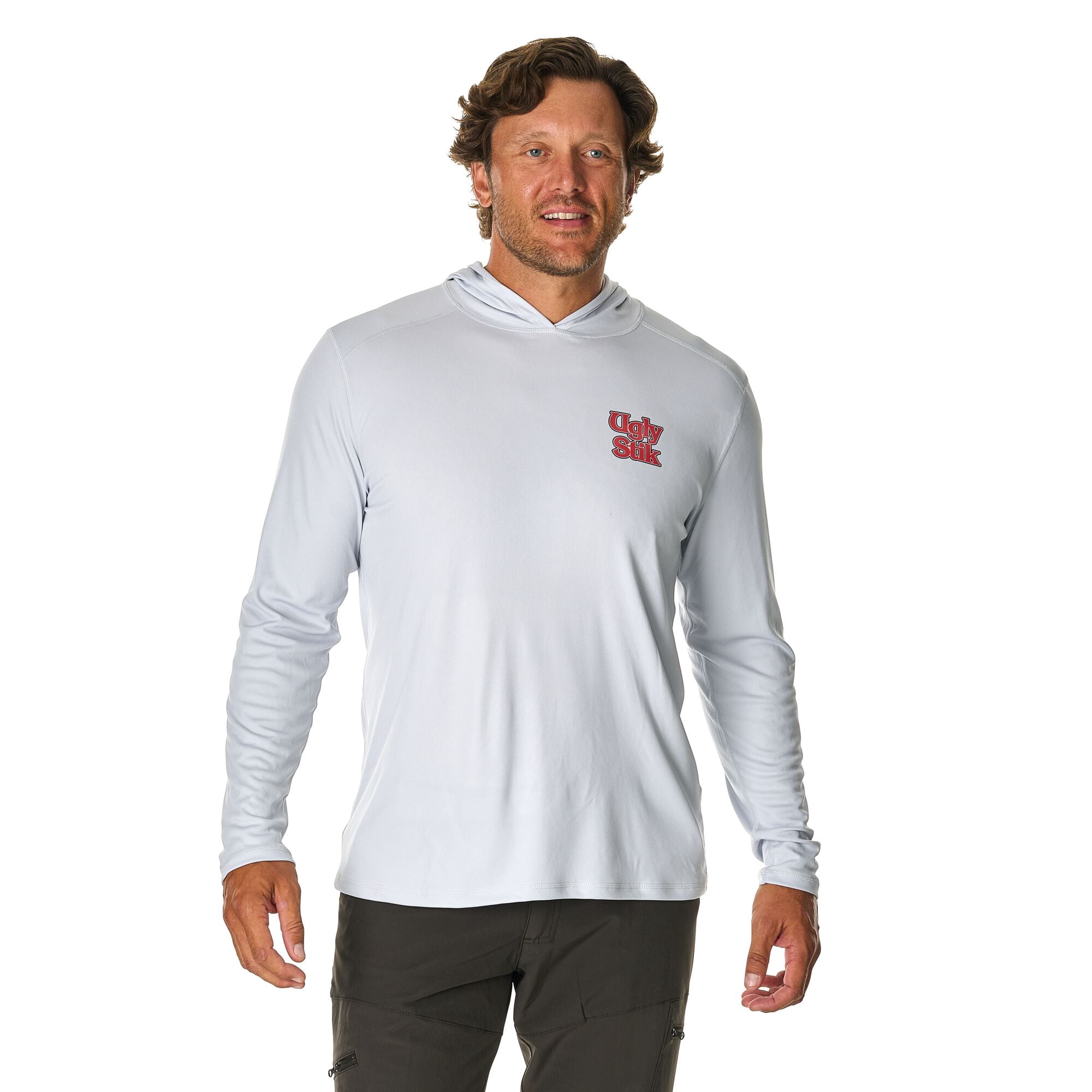 Ugly Stik Long Sleeve Performance Hoodie Sun Shirt, Grey, Size XXL