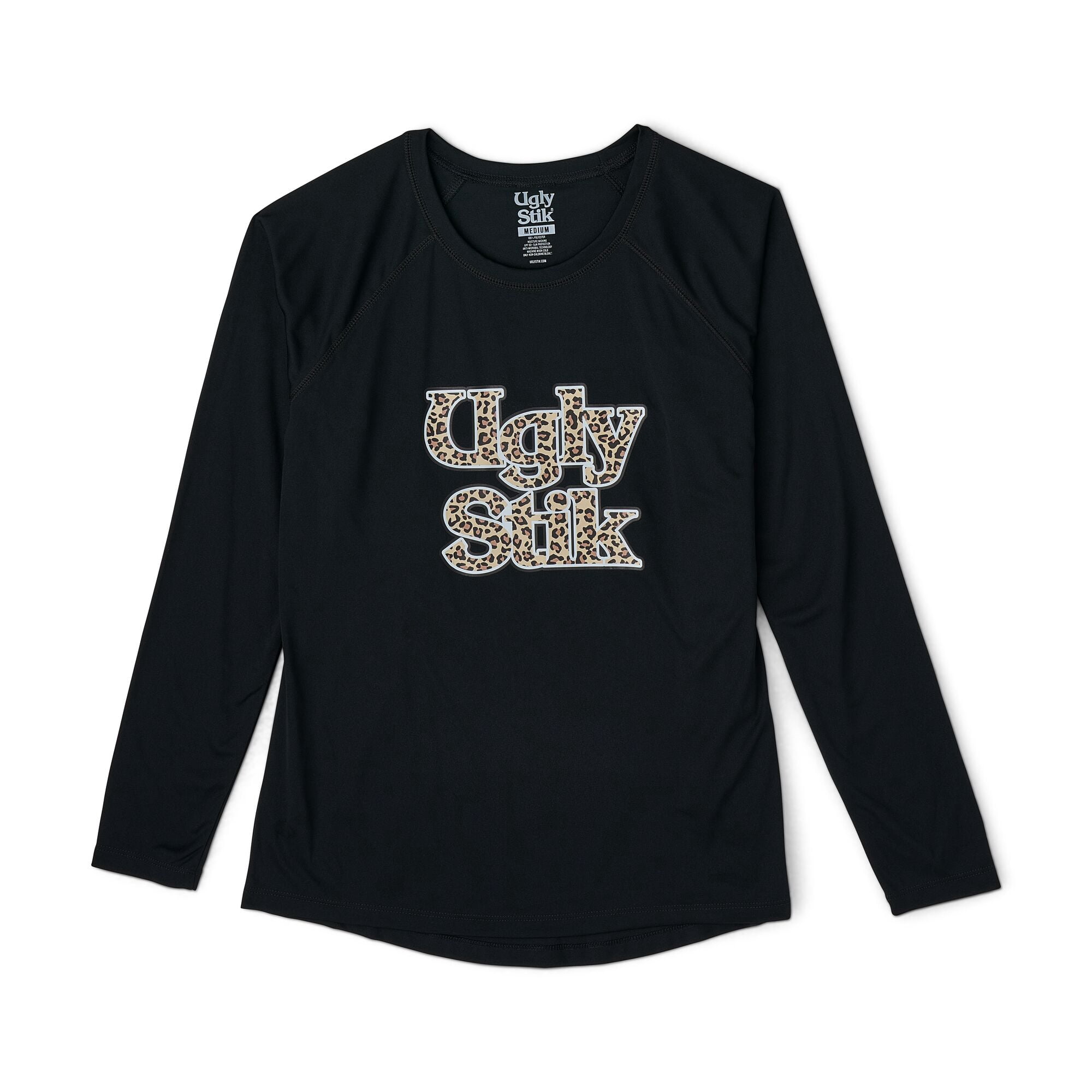 Ugly Stik Women's Cheetah Print Logo UPF Shirt, Size XL (Black)