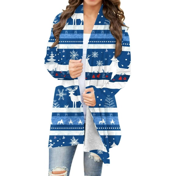 Ugly Sweater Cardigan for Women Long Sleeve Open Front Knit Casual Lightweight Xmas Graphic Trendy Fall Outwear 2025