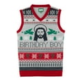 thumbnail image 1 of The Ugly Sweater Co. Christmas Sweater Vest - Tacky Holiday Designs to Stand Out - Snug Fit, Breathable Ugly Unisex Vest (Silver Heather Birthday Boy Sweater Vest, Medium), 1 of 3