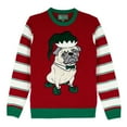 thumbnail image 1 of The Ugly Sweater Co. Interactive Ugly Christmas Sweaters for Holiday Fun Tacky Unisex Design, Perfect Snug Fit Breathable (Cayenne - Pug Applique, X-Large), 1 of 2