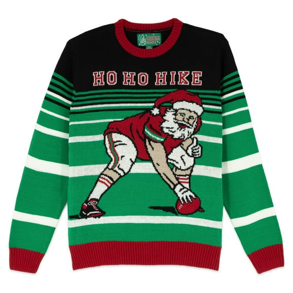 The Ugly Sweater Co. Mens Sports Golf Sports Ugly Christmas Sweater for Holiday Fun Design, Snug Fit Breathable Crewneck (Jolly Green - Ho Ho Hike, Medium)