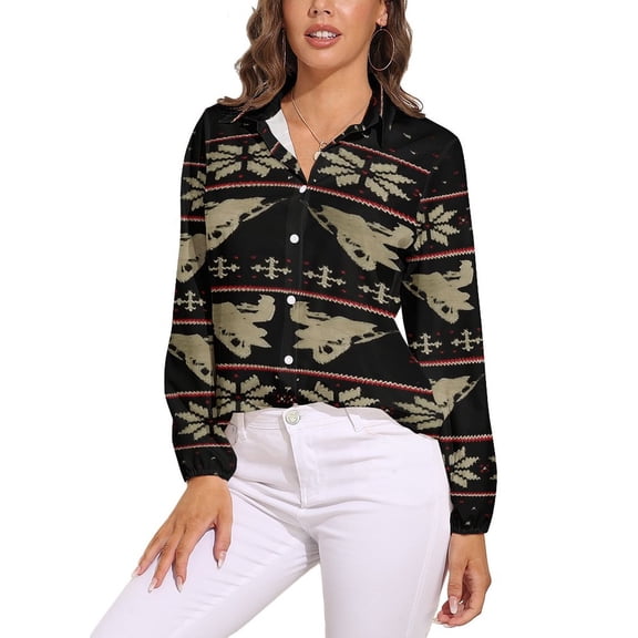 Ugly Sweater Style Snowmobile Long Sleeve Blouse Woman Streetwear Casual Shirts Summer Oversize Woman Streetwear Clothing Birthday Present