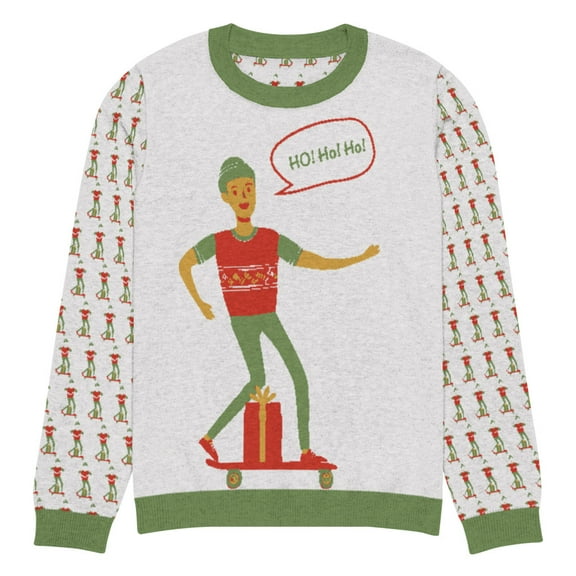 Ugly Xmas Holiday Christmas Knitted crew neck sweater with Skateboarding Theme (3XL)