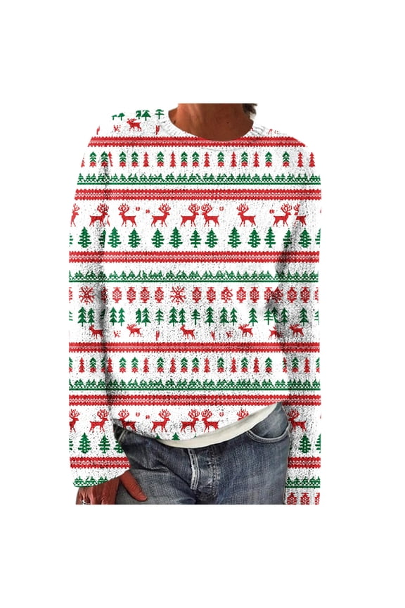 Ugly Xmas Snowflake Sweater Long Sleeve Shirts for Women Tops Pullover Sweaters Chunky Women's Clothing Loose Fit