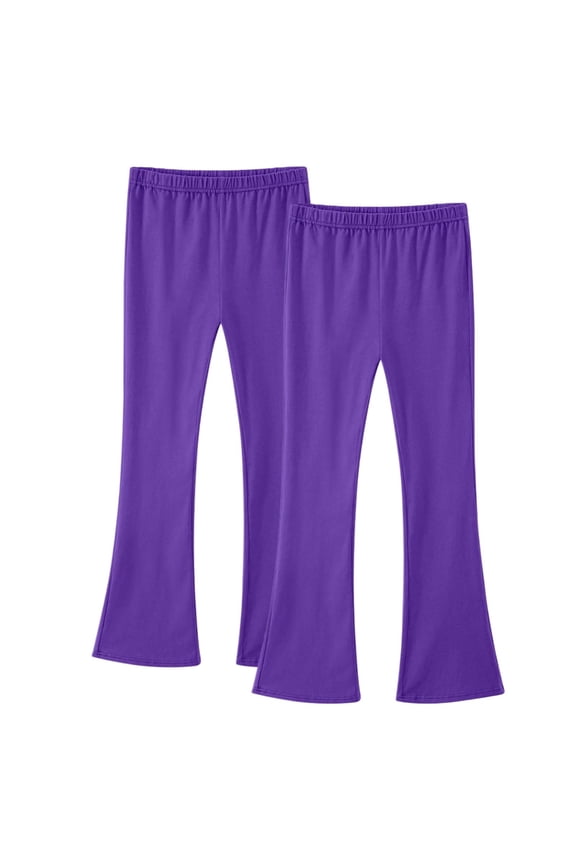 2 Pack Girls Flare Leggings - High Waist Cotton Bell Bottom Casual Pants for 3-14 Years