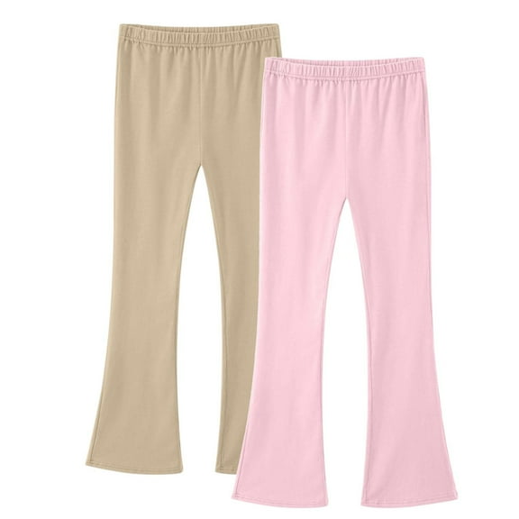 Ugoldhm 2 Pack Girls Flare Yoga Pants, High Waisted Stretchy Dance Leggings, Fashion Trendy Trousers