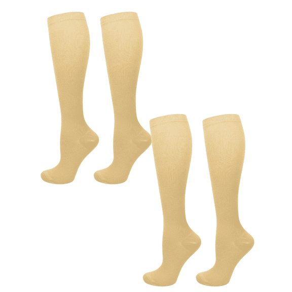 Ugoldhm 2 Pair Mens Compression Socks, 8-15 mmHg Knee High Over Calf Length for Comfort & All-Day Support