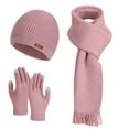 thumbnail image 1 of Ugoldhm 3 Pcs Womens Gloves Scarf Hat Set - Ear Flaps Skull Hat, Knit Gloves & Long Scarf for Warm Winter, 1 of 6