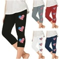 thumbnail image 1 of Ugoldhm 4th Of July Print Girls Capris Casual Fashion Slim Pant Yoga Summer Sport Cropped Leggings Size 2-13, 1 of 8