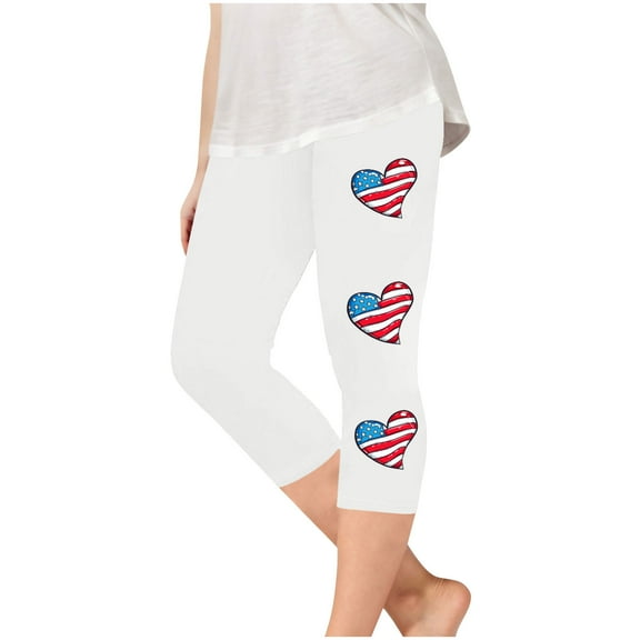 Ugoldhm 4th Of July Print Girls Capris Summer Slim Sport Pant Yoga Casual Fashion Cropped Leggings Size 2-13