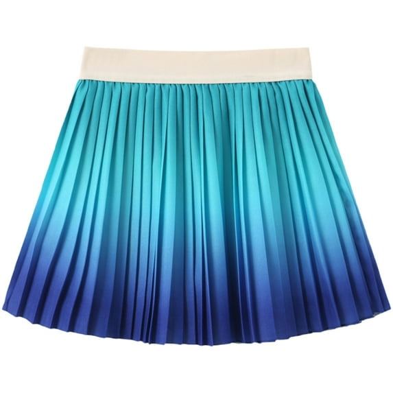 Ugoldhm 5-12 Years Girls Skirt Gradient Print High Waist Summer Pleated Casual Skirts