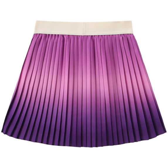 Ugoldhm 5-12 Years Girls Skirt Pleated Gradient Print High Waist Summer Casual Skirts