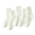 thumbnail image 1 of Ugoldhm 5-Pack Mesh Ankle Socks for Girls Summer Cute Frilly Thin Breathable Casual Cotton Crew Socks Gifts 1-12 Years, 1 of 3