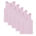 thumbnail image 1 of Ugoldhm 5PC Kids' Racerback Tank Tops, Crew Neck Sleeveless Tops, Cotton Regular Fit T-Shirts with Overlocked Seams, 1 of 8