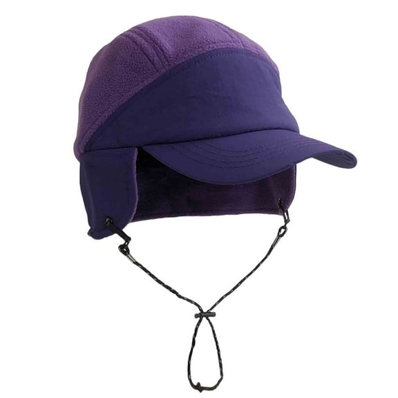Ugoldhm Adults Waterproof Trapper Hat - Winter Warm Fleece Lined Baseball Cap with Earflaps & Drawstring
