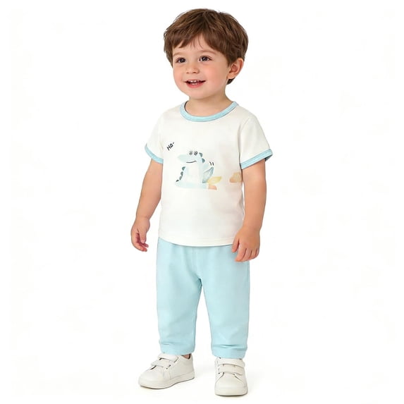 Ugoldhm Baby Boys' Cotton 2-Piece Set – Short Sleeve T-Shirt and Pants for 3 Months to 3 Years