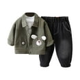 thumbnail image 1 of Ugoldhm Baby Boys Fall Outfits Set Button Down Shirt, Print Top and Jean Fashion 3 Piece Set, 1 of 3
