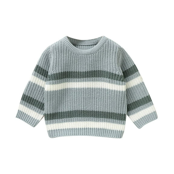 Ugoldhm Baby Boys Girls Knit Sweaters Strip Pullover Sweatshirt Cotton Comfy Fall Winter Shirt