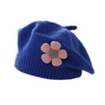 thumbnail image 1 of Ugoldhm Baby Girl Winter Knit Beret Hat - Cute Flower Decor French Beanie for 3 Months to 2 Years, 1 of 3