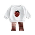 thumbnail image 1 of Ugoldhm Baby Girls 2 Piece Sets Graphic Embroidered Sweater Strip Ribbed Knit Pant Spring Fall Outfits, 1 of 8