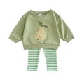 thumbnail image 1 of Ugoldhm Baby Girls 2 Piece Sets Graphic Embroidered Sweater Strip Ribbed Knit Pant Spring Fall Outfits, 1 of 8