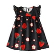 thumbnail image 1 of Ugoldhm Baby Girls Strawberry Print Lace Ruffle Sleeve Dress - Casual Summer A-Line Dress for Infants, 1 of 7