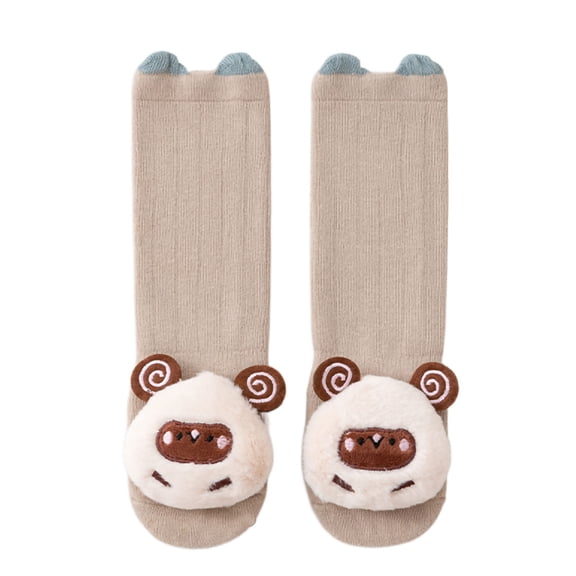 Ugoldhm Baby & Toddler Non-Slip Grip Socks - Cartoon Doll Decor Warm Thick Over Knee Slipper Socks