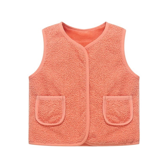 Ugoldhm Baby Toddler Sherpa Lined Sleeveless Vest, Open Front Layering Waistcoat with Side Pockets for Infant Daily Outerwear