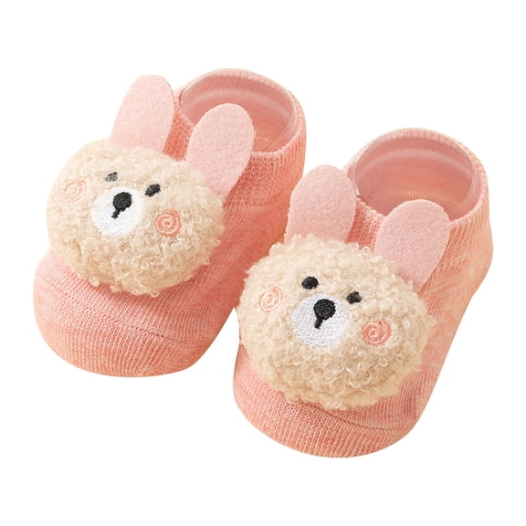 Ugoldhm Baby & Toddler Thickened Plush Socks - Warm Cotton Soft Winter Non-Slip Socks with Bear Design