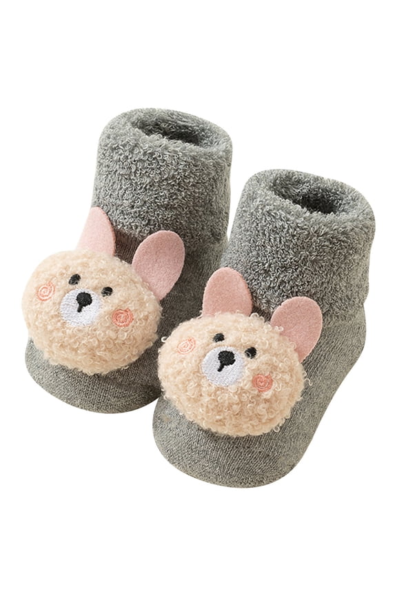 Baby & Toddler Thickened Plush Socks - Warm Cotton Soft Winter Non-Slip Socks with Bear Design