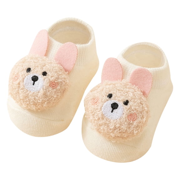 Ugoldhm Baby & Toddler Thickened Plush Socks - Warm Cotton Soft Winter Non-Slip Socks with Bear Design