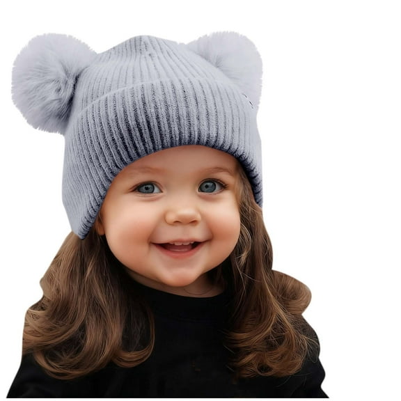 Ugoldhm Baby Winter Beanie Hat - Double Plush Ball Ear Flaps Warm Hats for 6 Months to 3 Years